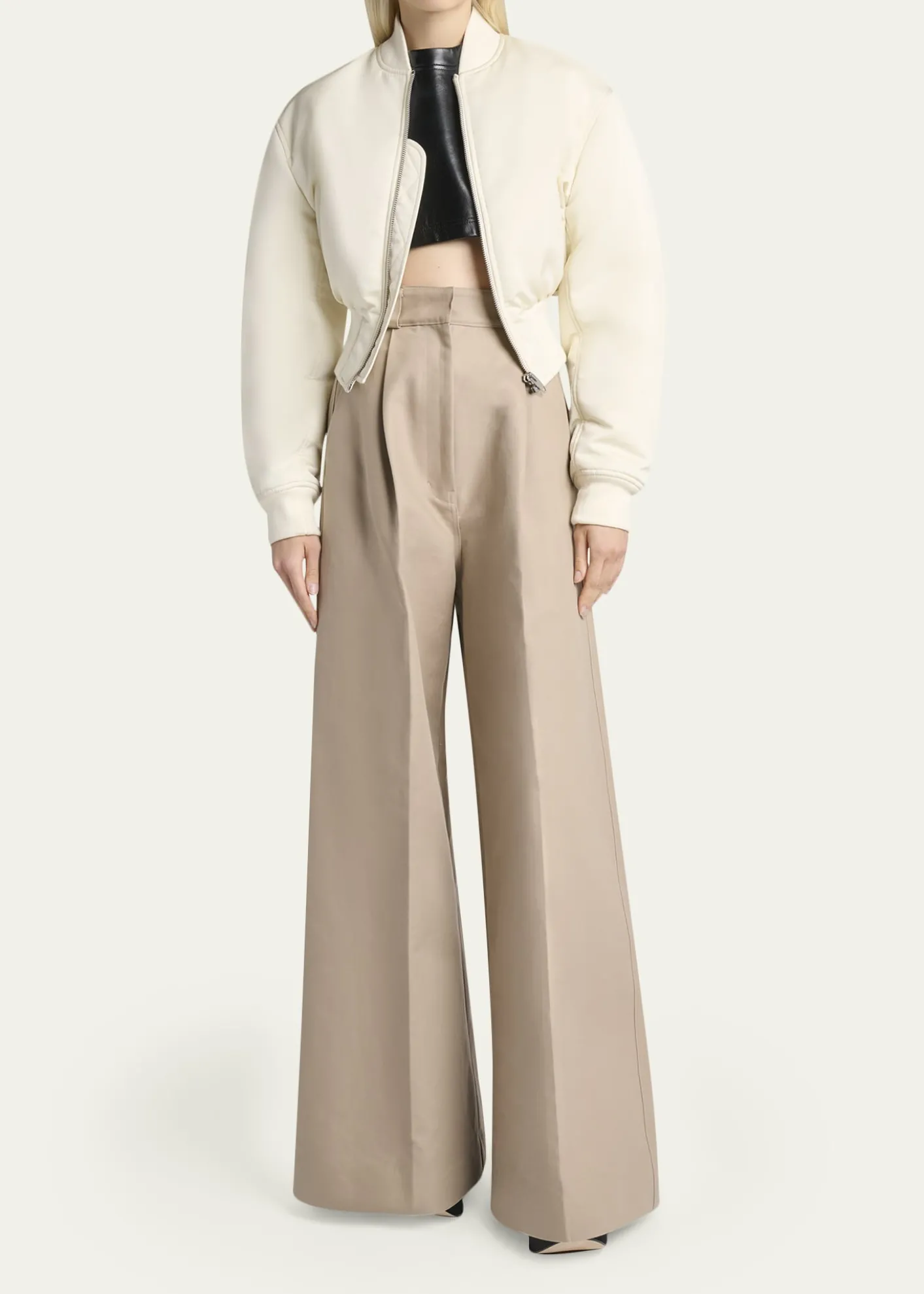 BalenciagaPadded Faille Crop Bomber Jacket
