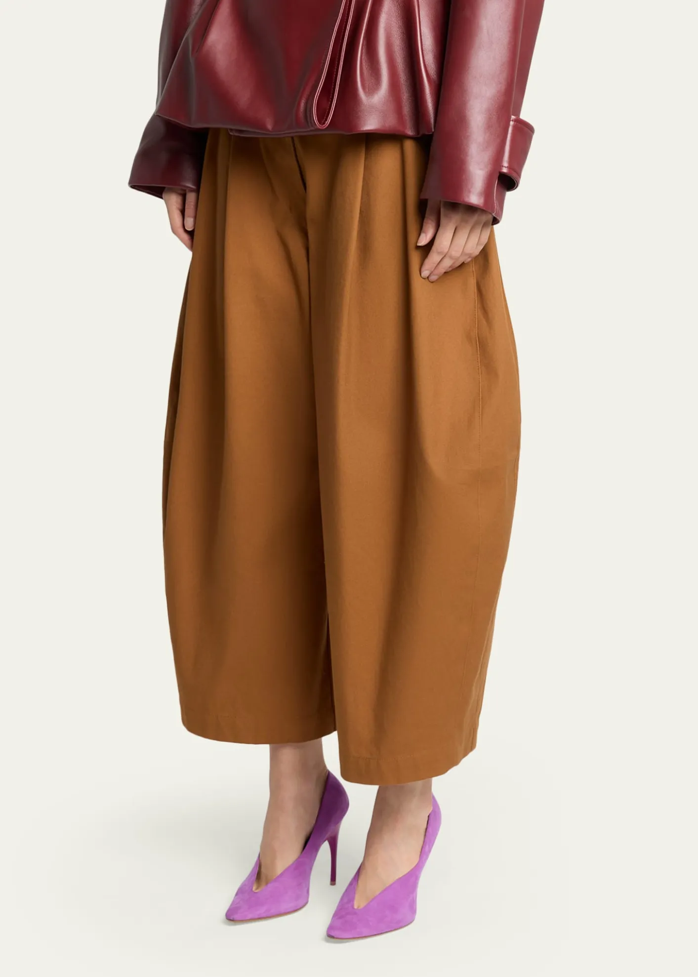BalenciagaPleated Barrel-Leg Ankle Bermuda Pants