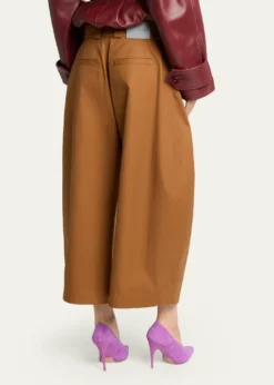 BalenciagaPleated Barrel-Leg Ankle Bermuda Pants
