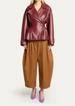 BalenciagaPleated Barrel-Leg Ankle Bermuda Pants