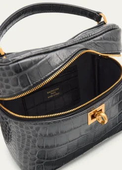 BalenciagaRodeo Croc-Embossed Leather Vanity Top-Handle Bag