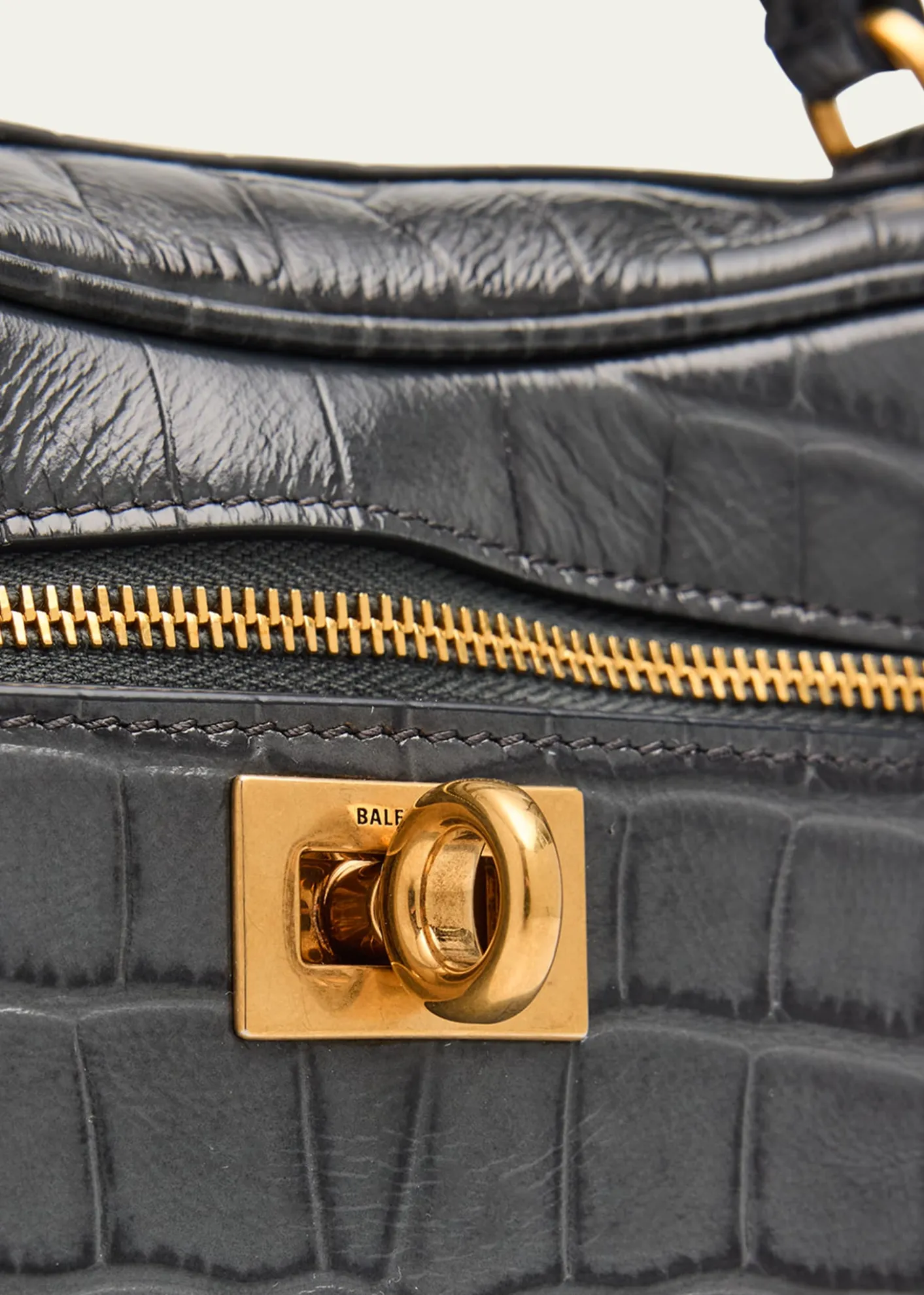 BalenciagaRodeo Croc-Embossed Leather Vanity Top-Handle Bag