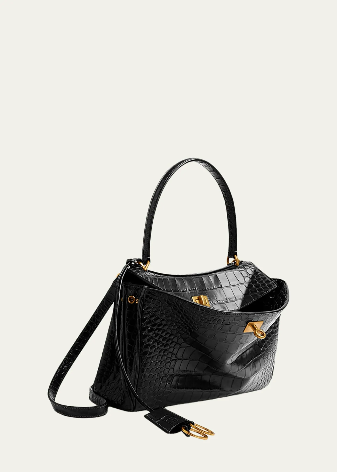 BalenciagaRodeo Croc-Embossed Leather Top-Handle Bag