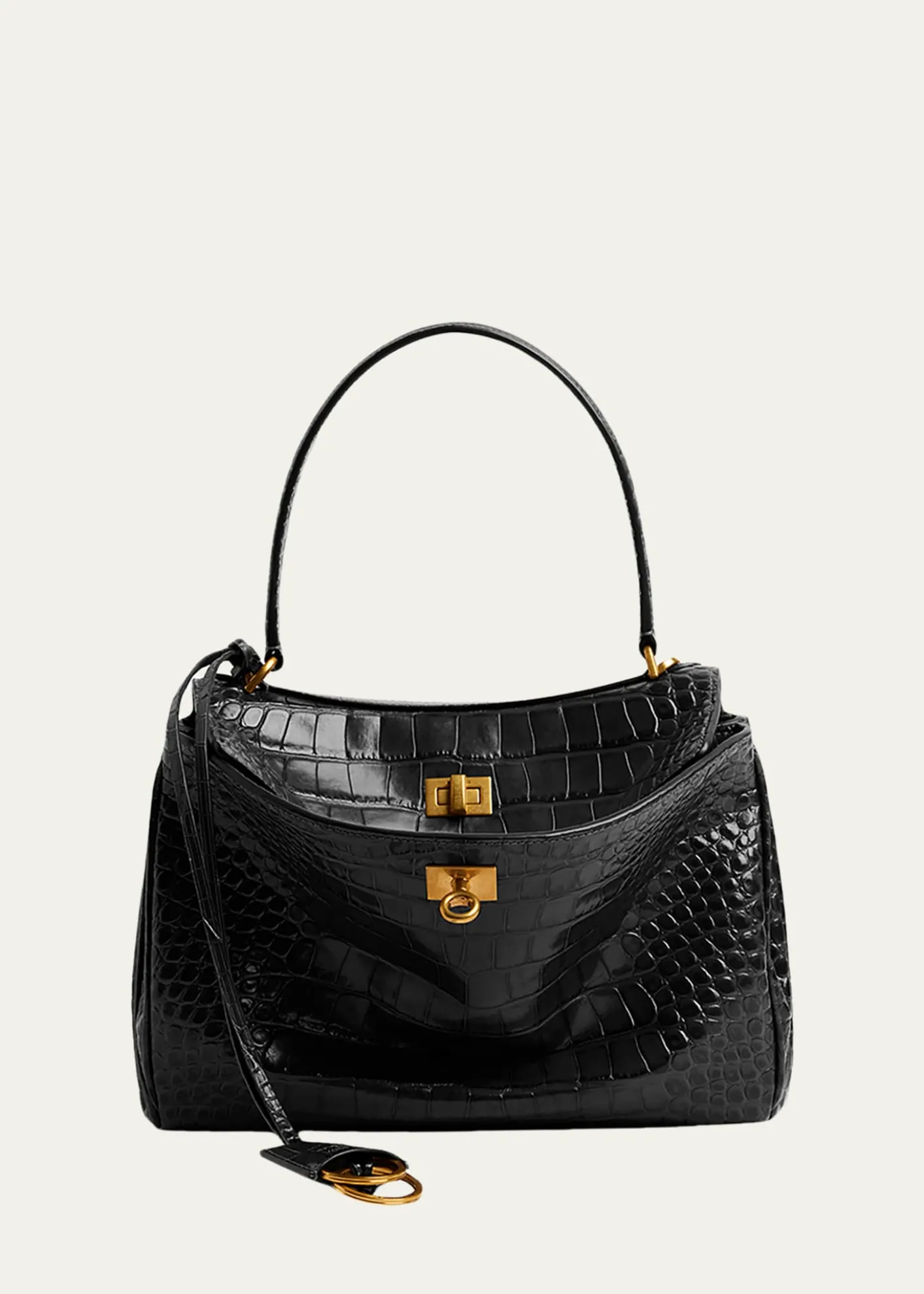 BalenciagaRodeo Croc-Embossed Leather Top-Handle Bag