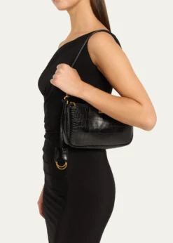 BalenciagaRodeo Croc-Embossed Leather Pochette