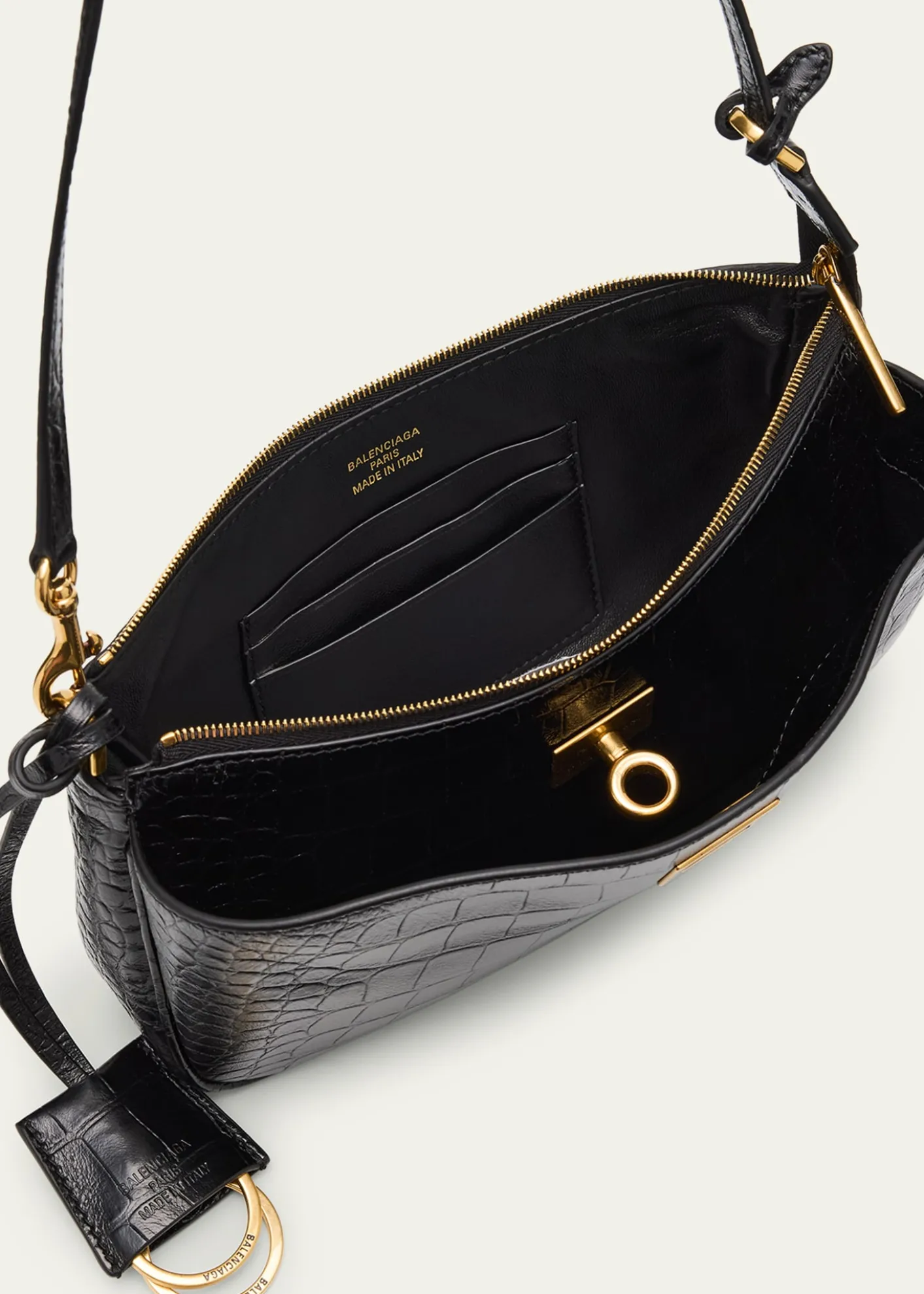 BalenciagaRodeo Croc-Embossed Leather Pochette