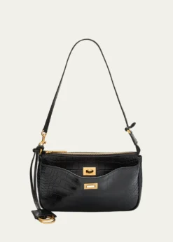 BalenciagaRodeo Croc-Embossed Leather Pochette