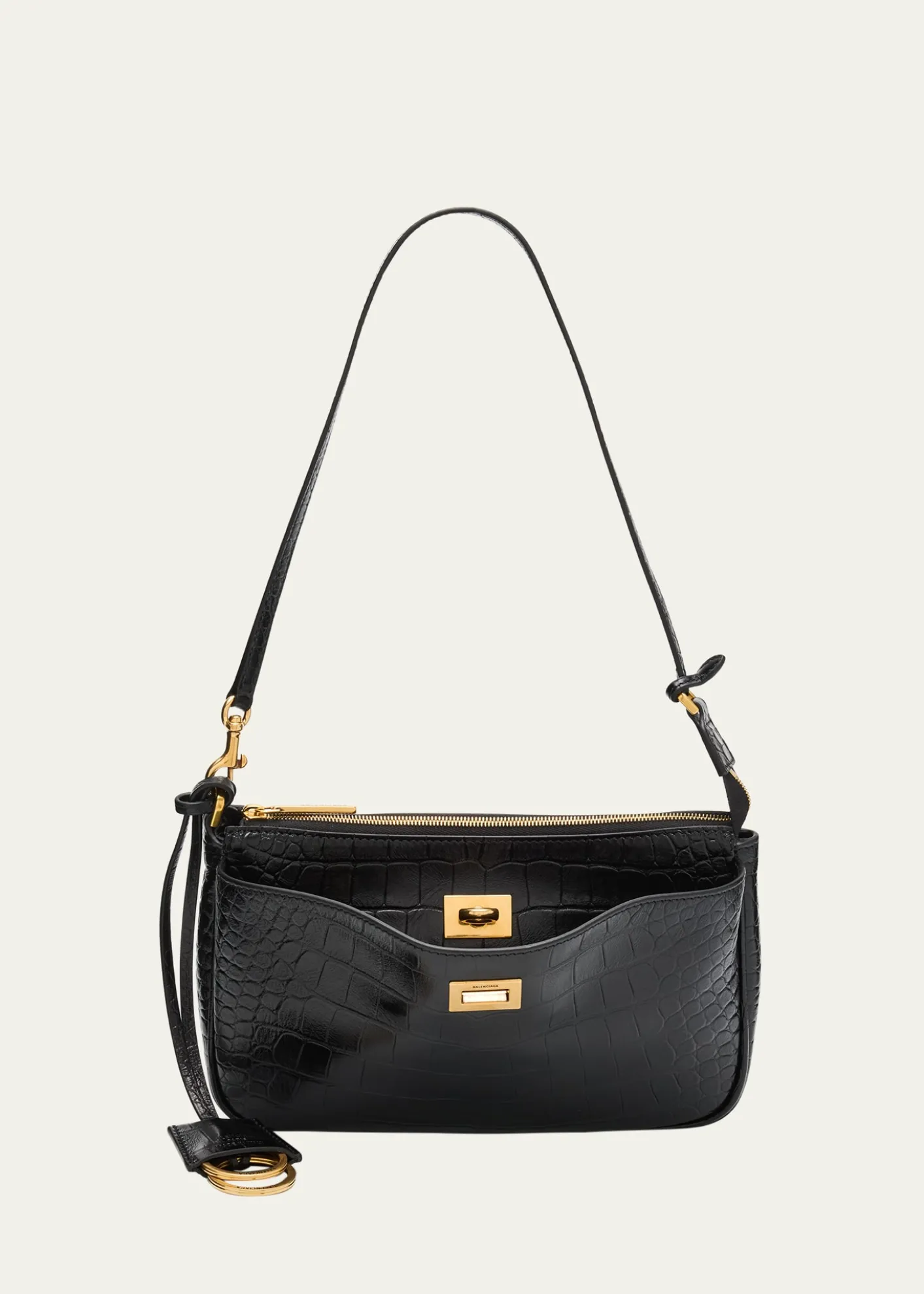 BalenciagaRodeo Croc-Embossed Leather Pochette