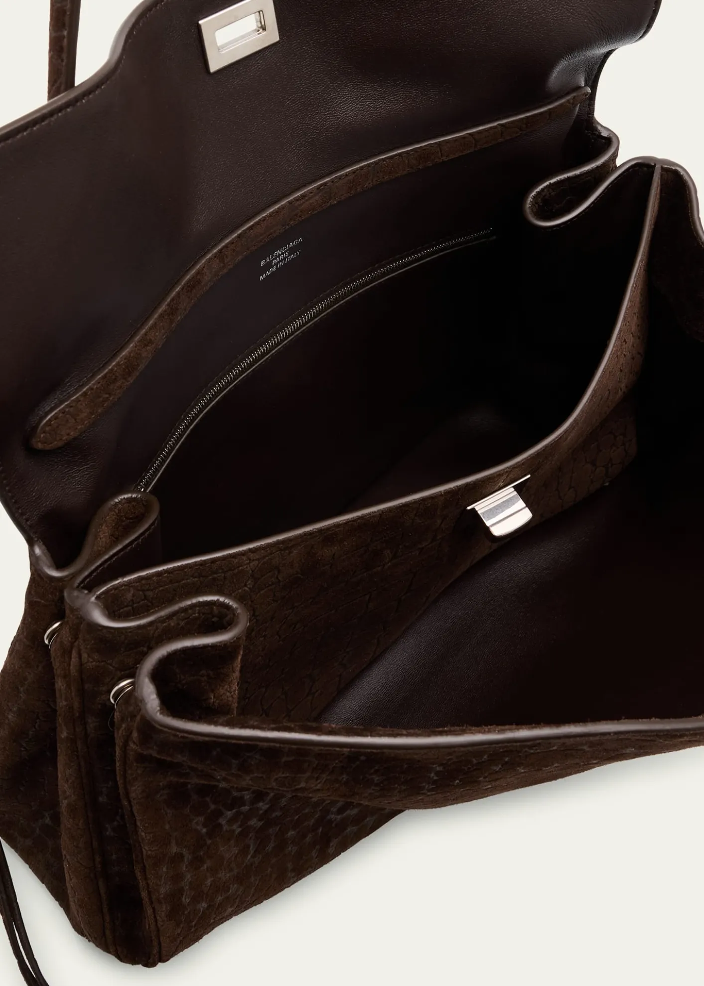 BalenciagaRodeo Medium Croc-Embossed Suede Top-Handle Bag