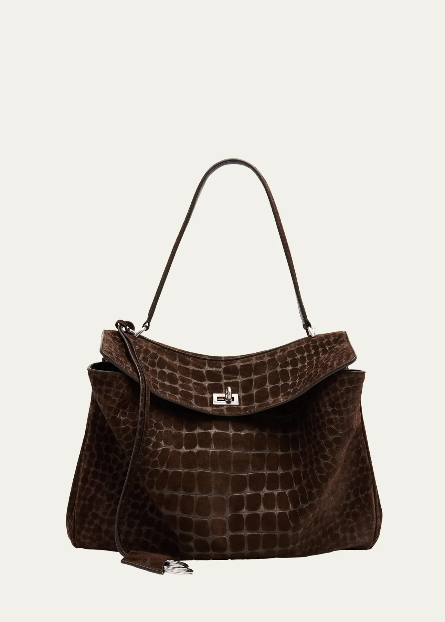 BalenciagaRodeo Medium Croc-Embossed Suede Top-Handle Bag