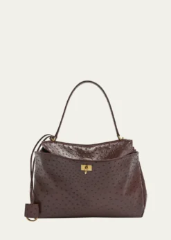 BalenciagaRodeo Medium Ostrich-Embossed Top-Handle Bag