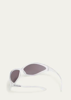 Balenciaga90s Oval Iridescent Injected Nylon Wrap Sunglasses