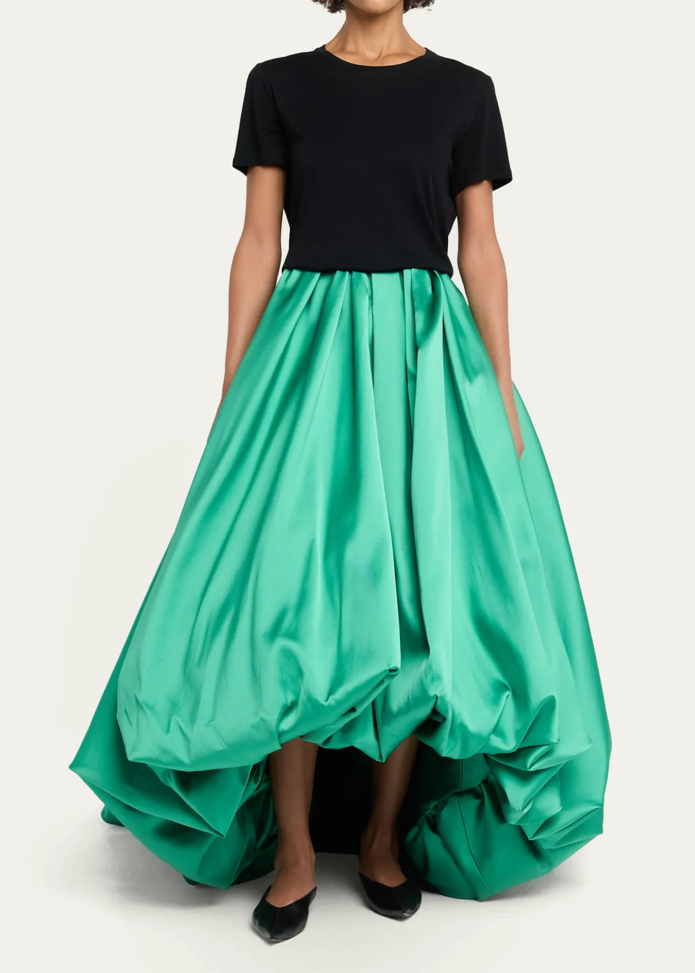 BalenciagaScuba Satin Pleated Midi Balloon Skirt