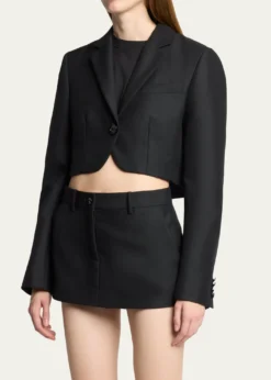 BalenciagaSingle-Breasted Wool Twill Crop High-Low Jacket