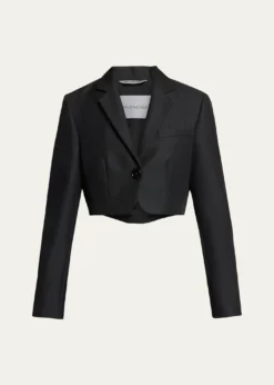 BalenciagaSingle-Breasted Wool Twill Crop High-Low Jacket