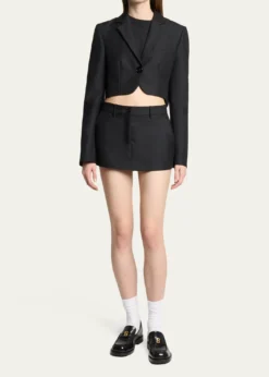 BalenciagaSingle-Breasted Wool Twill Crop High-Low Jacket