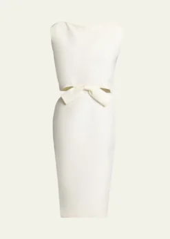 BalenciagaSleeveless Bow Draped-Back Cutout Midi Dress