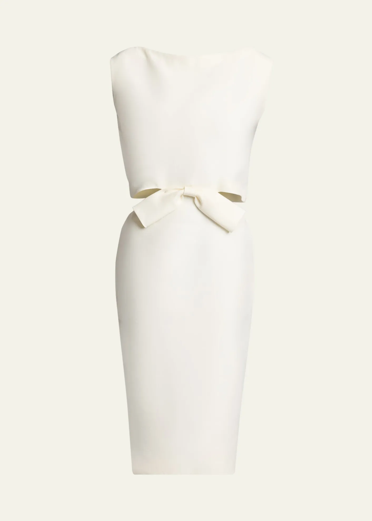 BalenciagaSleeveless Bow Draped-Back Cutout Midi Dress