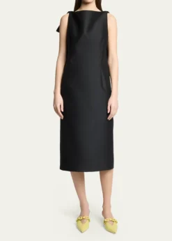 BalenciagaSleeveless Folded V-Back Midi Dress