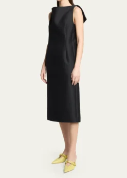 BalenciagaSleeveless Folded V-Back Midi Dress