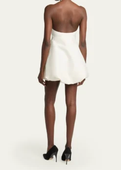 BalenciagaSleeveless Silk-Wool Crepe Balloon Mini Halter Dress