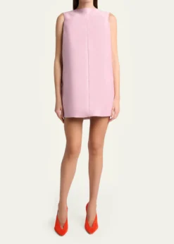 BalenciagaSleeveless Silk-Wool Mini Sack Dress