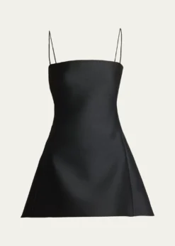 BalenciagaSquare-Neck High-Low Mini Babydoll Dress