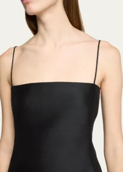 BalenciagaSquare-Neck High-Low Mini Babydoll Dress