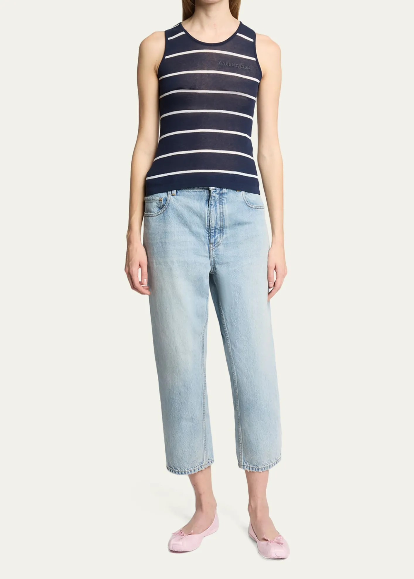 BalenciagaStriped Cotton Knit Tank Top