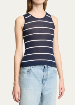 BalenciagaStriped Cotton Knit Tank Top