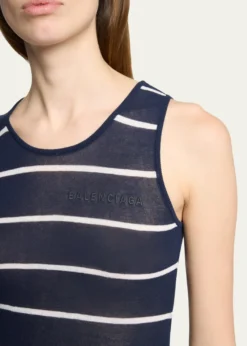 BalenciagaStriped Cotton Knit Tank Top