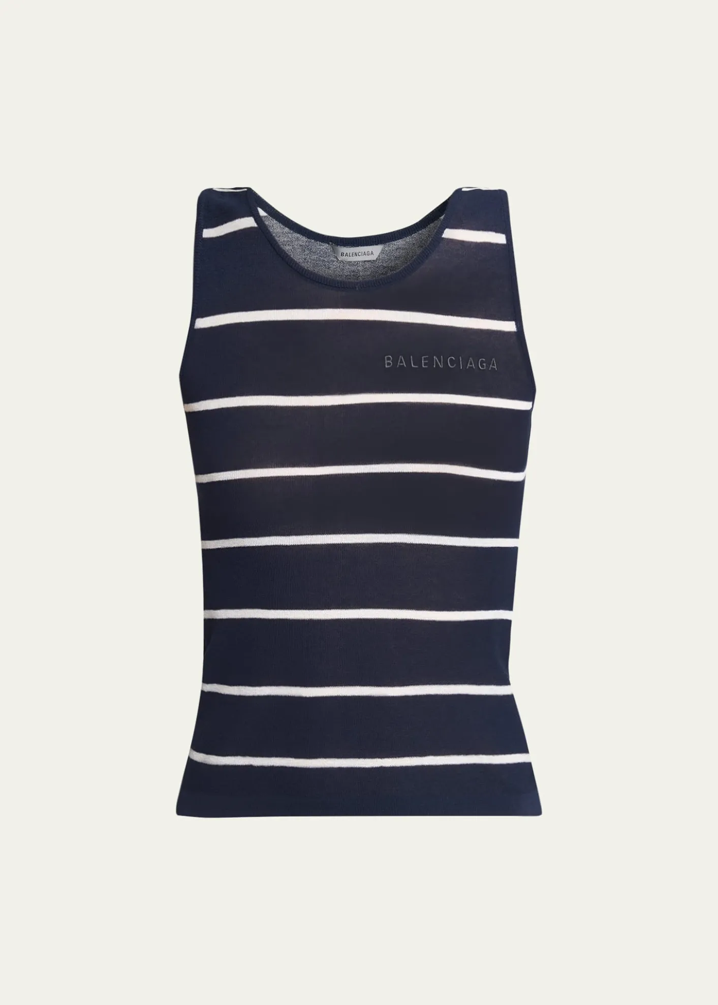 BalenciagaStriped Cotton Knit Tank Top