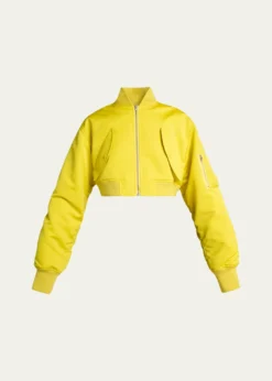 BalenciagaTechnical Faille Crop Bomber Jacket