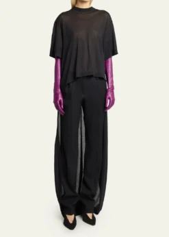 BalenciagaTransparent Jersey Short-Sleeve Train T-Shirt