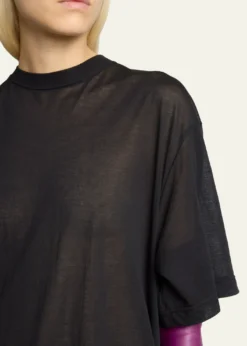 BalenciagaTransparent Jersey Short-Sleeve Train T-Shirt