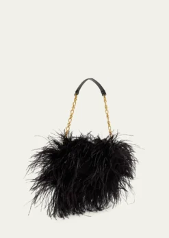 BalmainAnthem Belted Feather Shoulder Bag