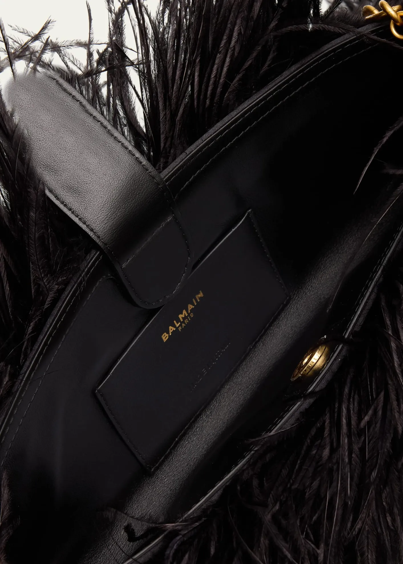 BalmainAnthem Belted Feather Shoulder Bag
