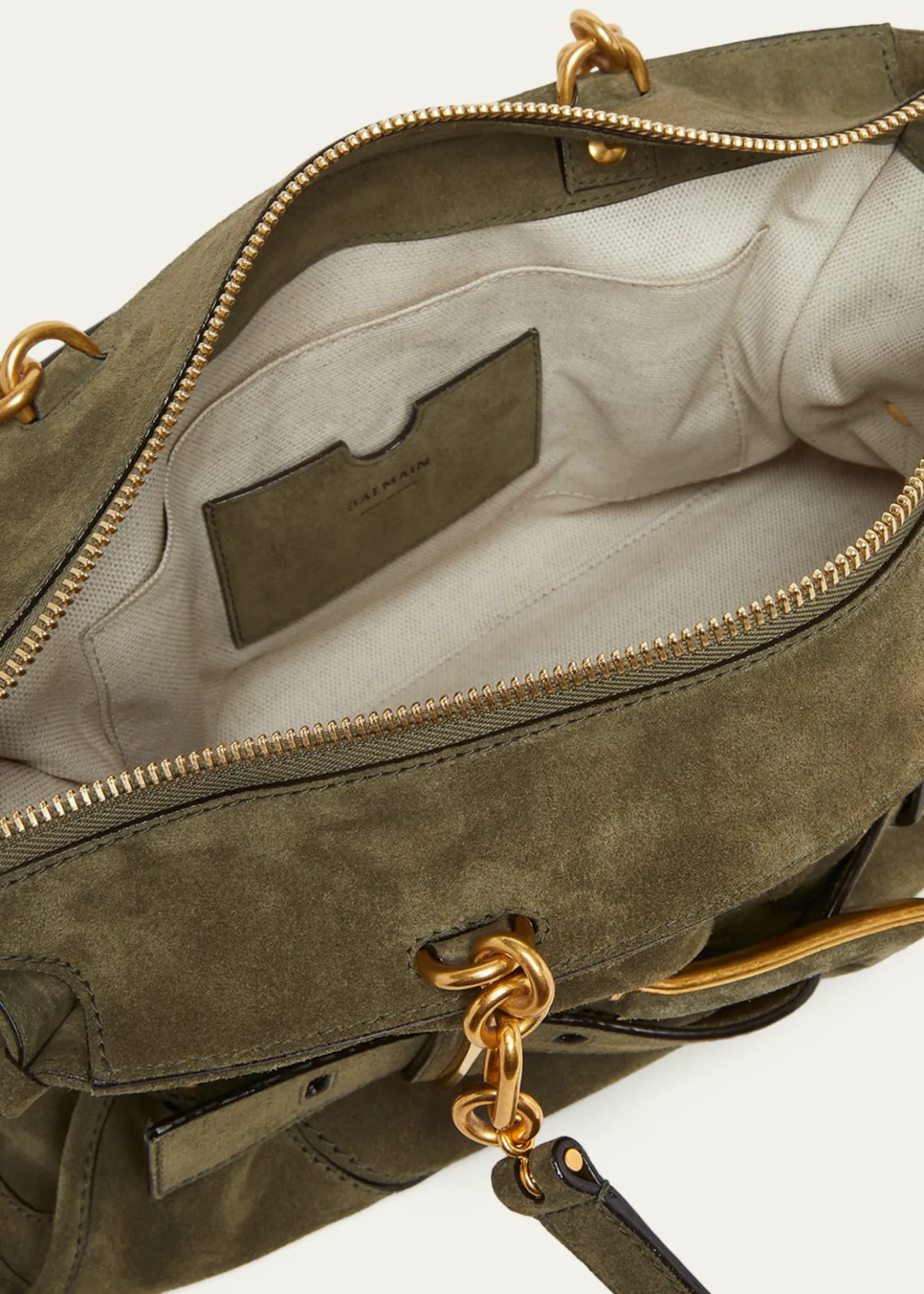 BalmainAnthem Belted Shoulder Bag in Suede
