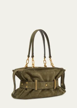 BalmainAnthem Belted Shoulder Bag in Suede
