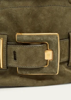 BalmainAnthem Belted Shoulder Bag in Suede