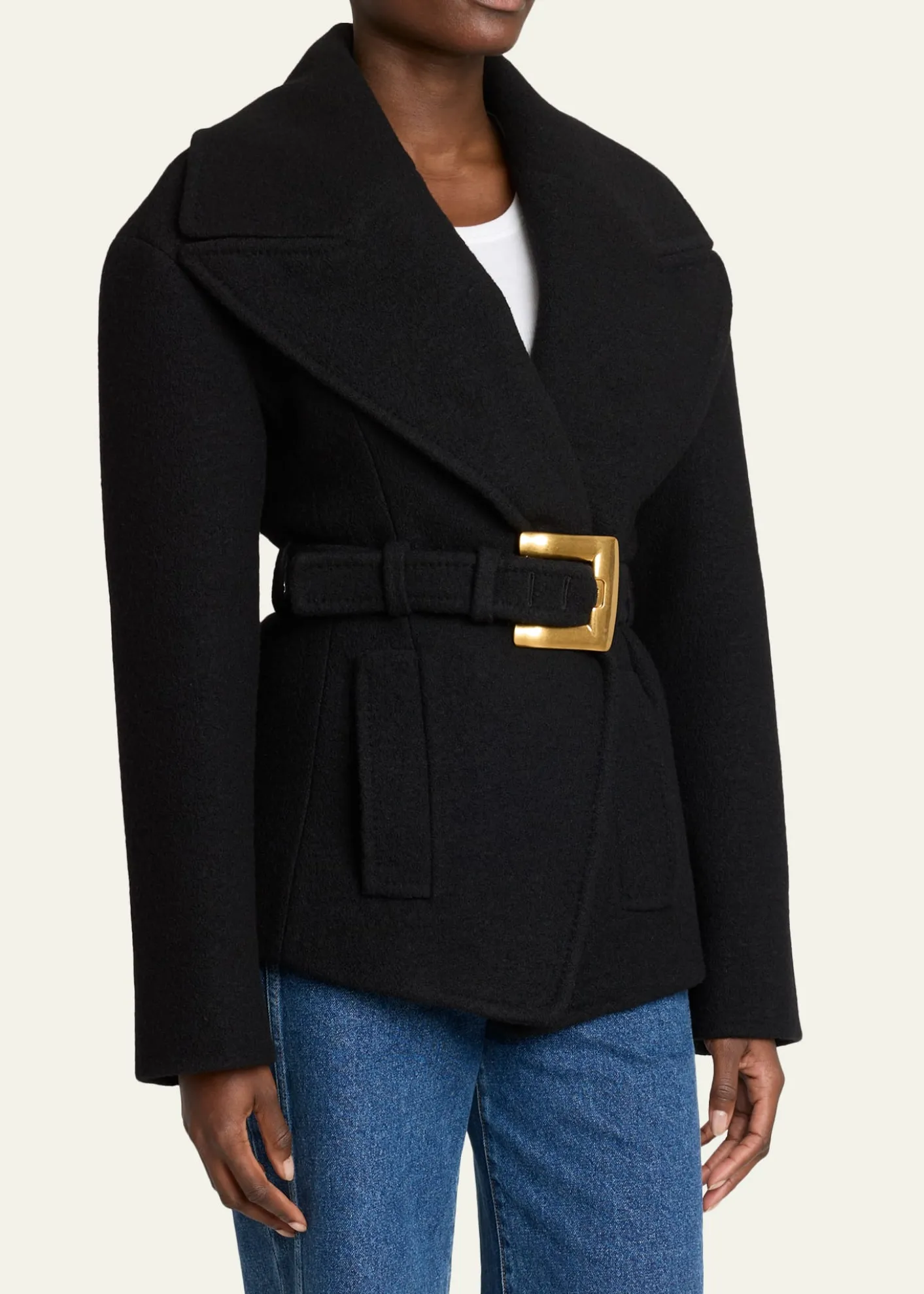 BalmainAnthem Buckle Belt Coat