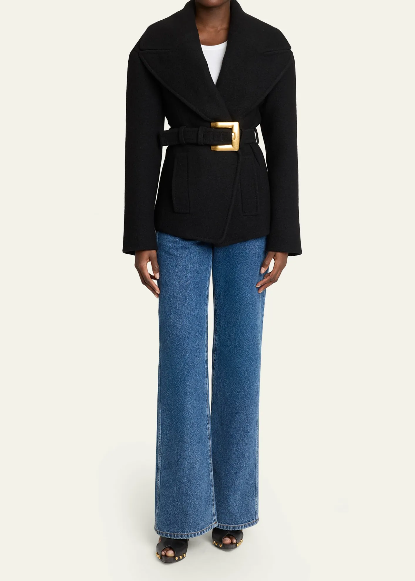 BalmainAnthem Buckle Belt Coat