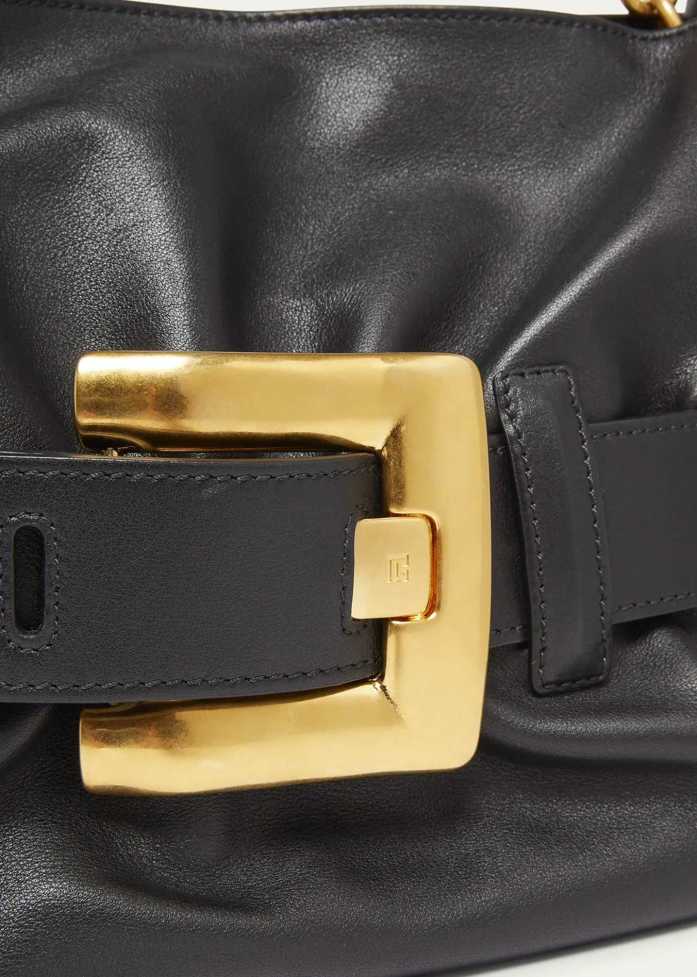 BalmainAnthem Medium Buckle Shoulder Bag in Calfskin