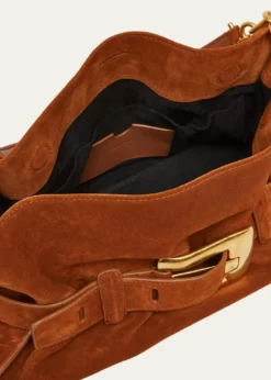 BalmainAnthem Medium Shoulder Bag in Suede
