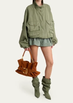 BalmainAnthem Medium Shoulder Bag in Suede