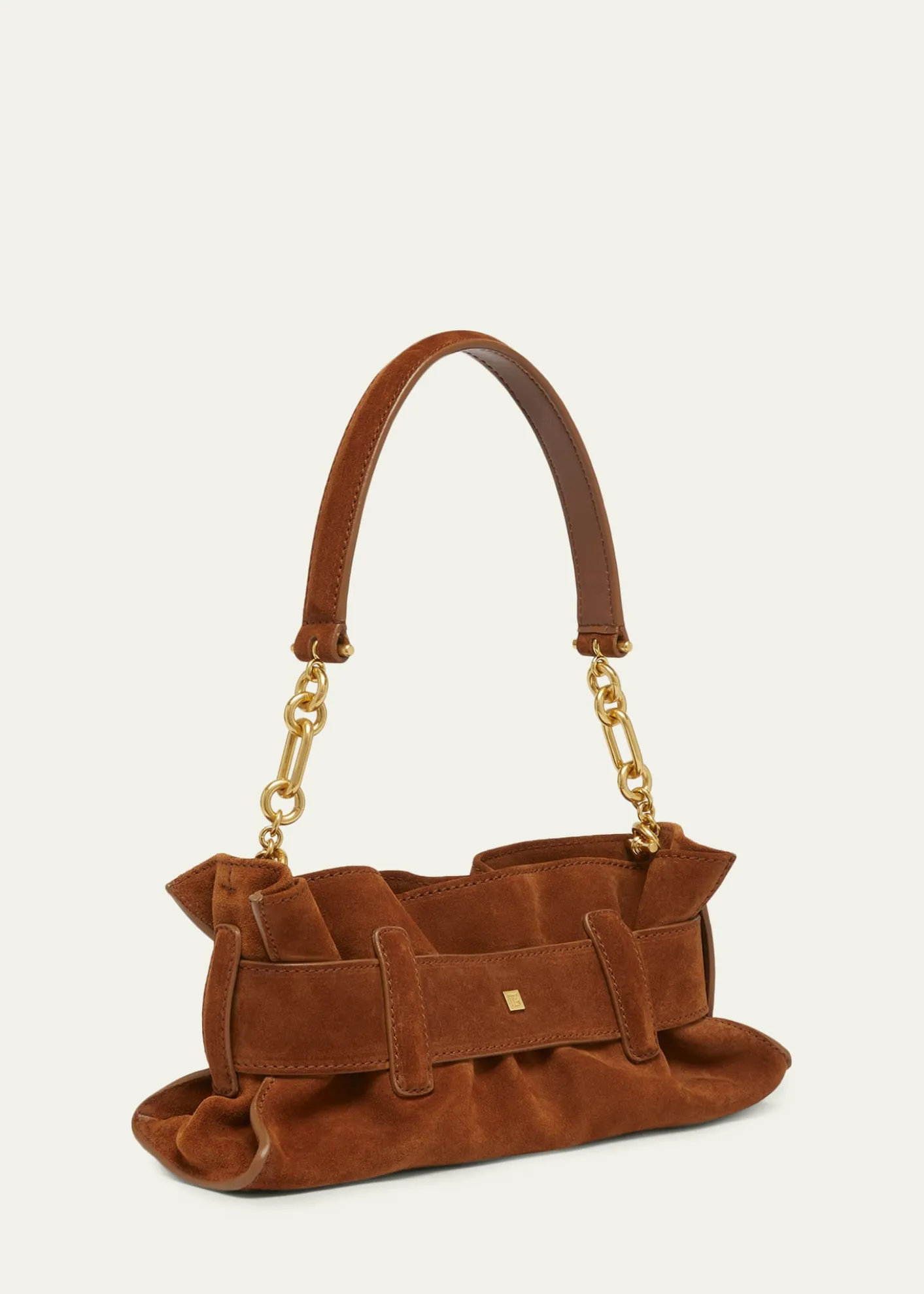 BalmainAnthem Mini Buckle Shoulder Bag in Suede