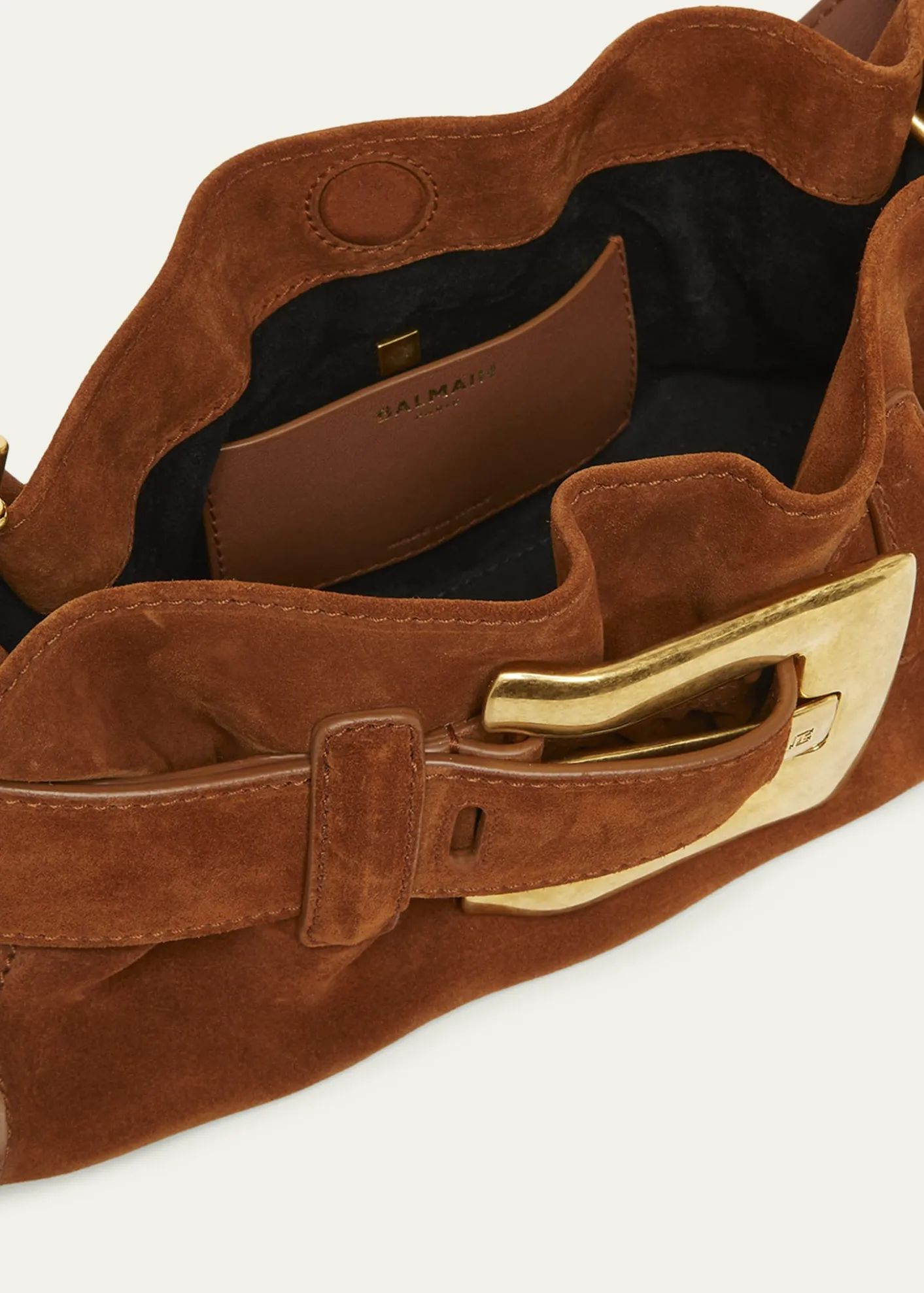 BalmainAnthem Mini Buckle Shoulder Bag in Suede