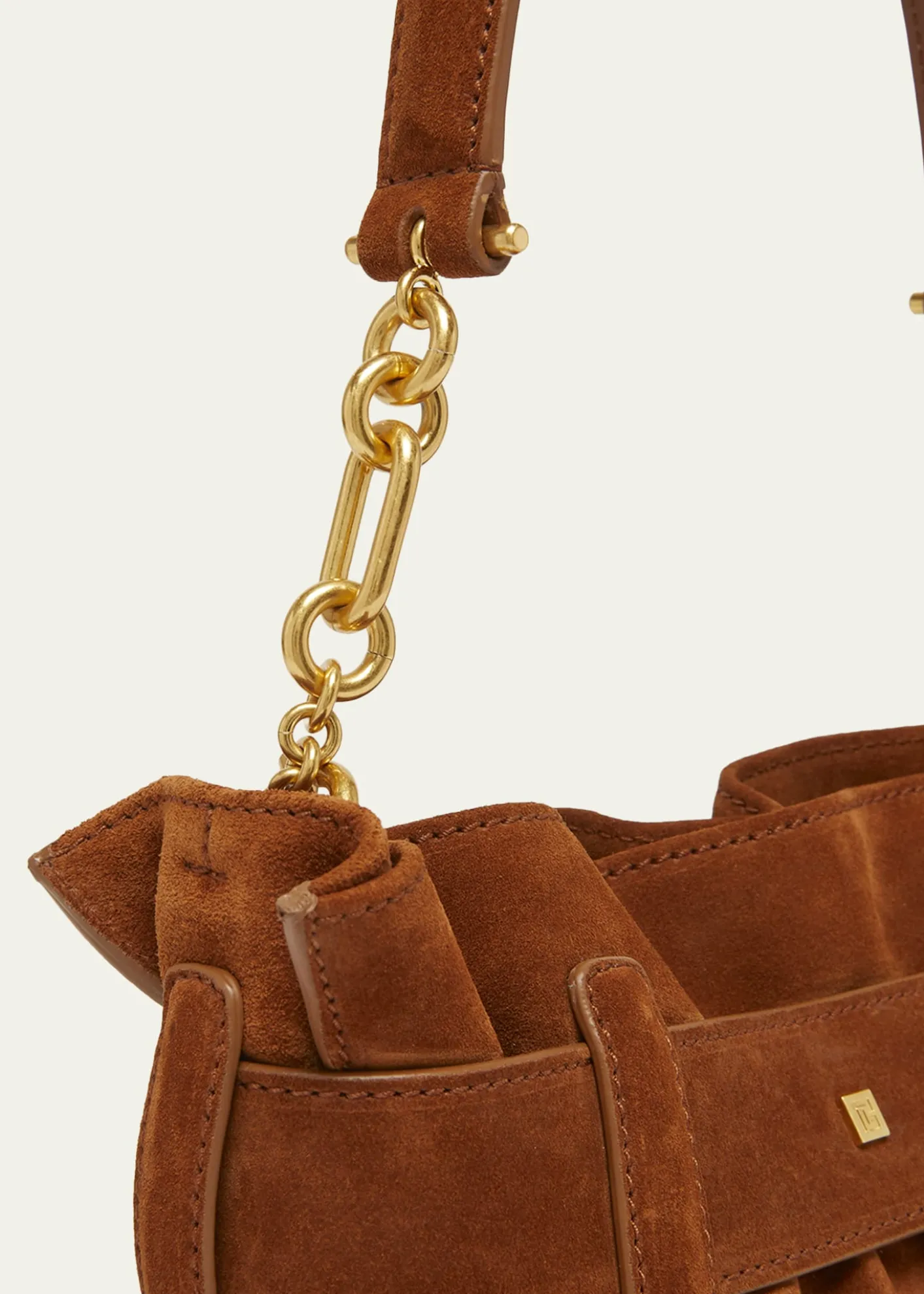 BalmainAnthem Mini Buckle Shoulder Bag in Suede