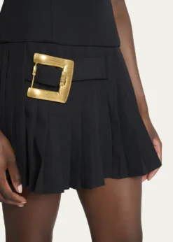 BalmainBelted Pleated Halter Mini Dress
