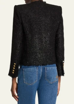 BalmainButtoned Glitter Tweed Cardigan